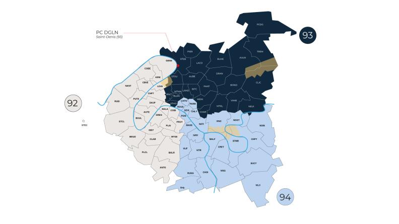 Carte de l'emplacement du GRIMP sur le secteur BSPP